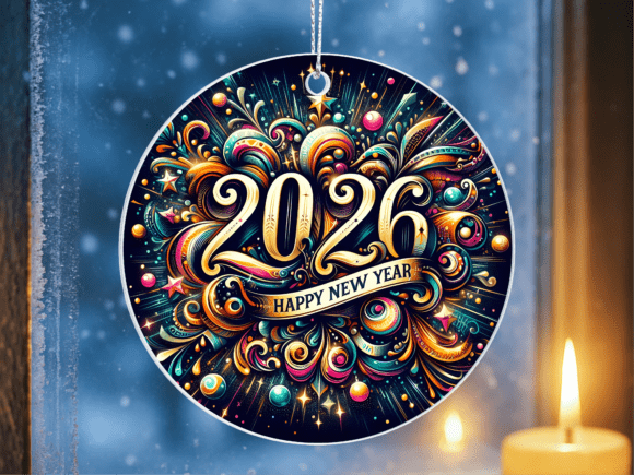 Abstract 2026 Celebration Ornament PNG