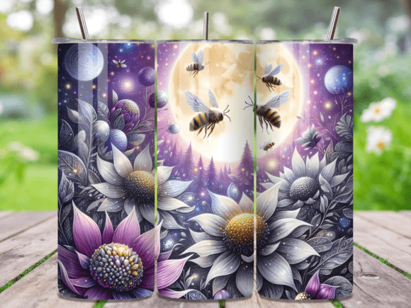 Celestial Moon Bee Floral Tumbler Wrap: A Strategic Design for Creative and Business Use