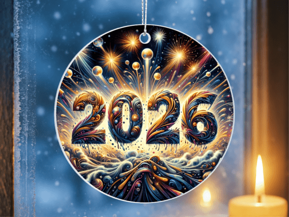 Colorful Abstract 2026 Party Ornament