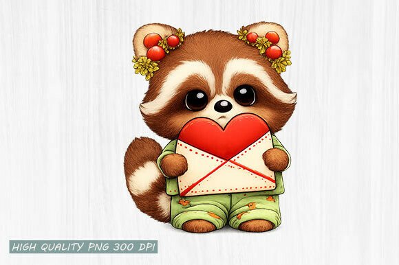 Cute Raccoon Love Letter Clipart PNG: A Perfect Blend of Adorable Design and Practical Use
