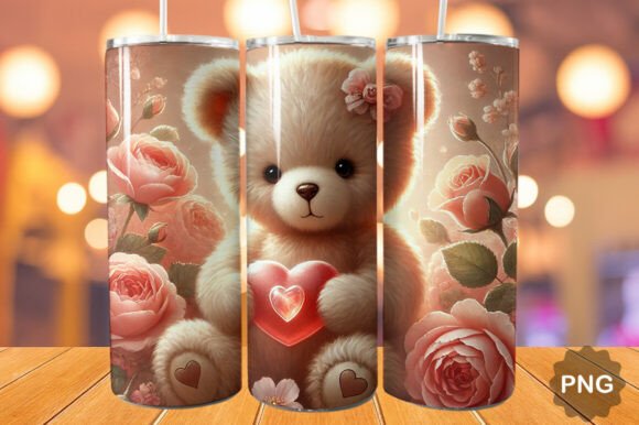 Cute Teddy Bear Valentines Tumbler Wrap: A Versatile Digital Design for Creative Projects