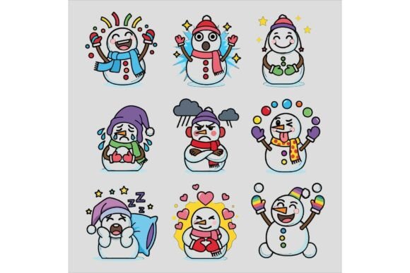Free Set of Snowmen Expressing Emotion