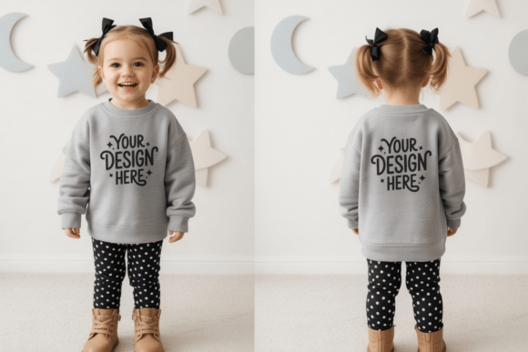 Gildan 18000B Kids Crewneck Mockup 13