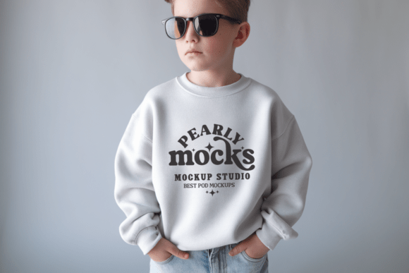 Gildan 18000B Kids Sweatshirt Mockup 33