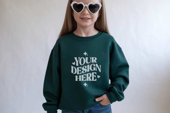 Gildan 18000B Kids Sweatshirt Mockup 43