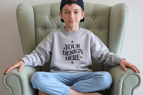 Gildan 18000B Kids Sweatshirt Mockup 49