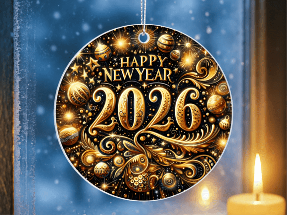 Gold Glitter New Year 2026 Ornament PNG: A Versatile Design for Creative Projects