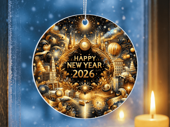 Gold Happy New Year 2026 Ornament PNG: A Versatile Design for Creative Projects