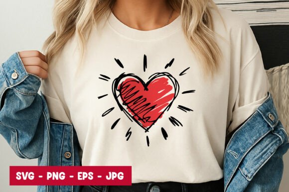 Hand Drawn Radiant Heart Art SVG PNG