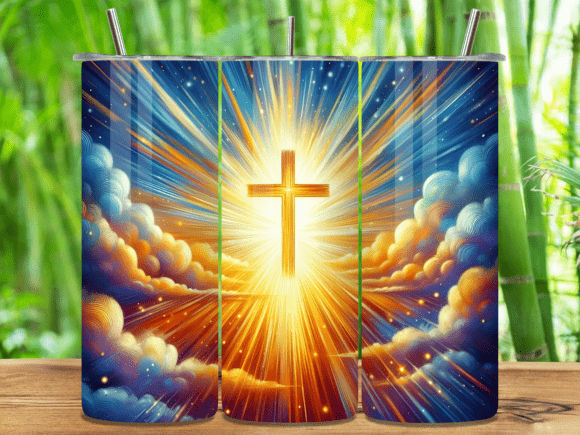 Heavenly Light Shining Cross Tumbler: A Unique Design for Modern Creators