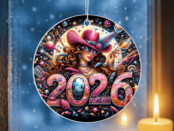 Pink Cowgirl New Year 2026 Ornament PNG: A Versatile Design for Creative Projects