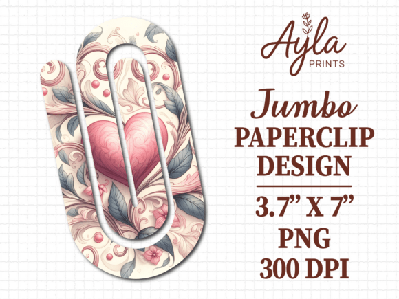Pink Floral Heart Jumbo Paperclip Design: A Stylish and Practical Digital Asset for Creators