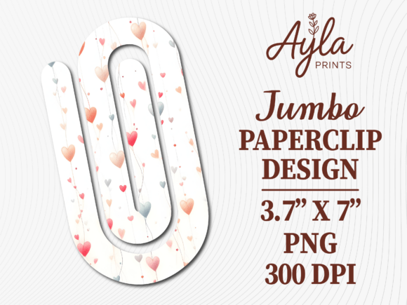 Pink Heart Pattern Jumbo Paperclip