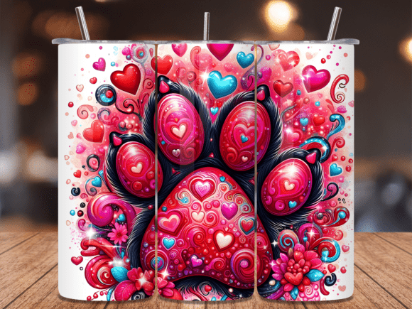 Pink Heart Paw Print Tumbler Wrap: A Stylish and Versatile Design for Every Occasion