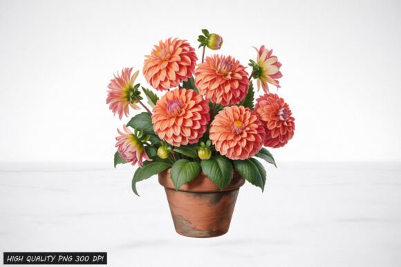 Realistic Potted Flower Clipart PNG File: A Versatile Design for Creative Projects