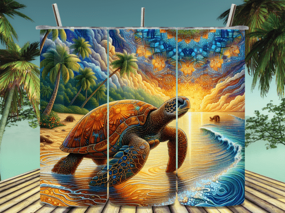 Sea Turtle Sunset Beach Tumbler Wrap PNG: A Strategic Design for Creative and Business Success