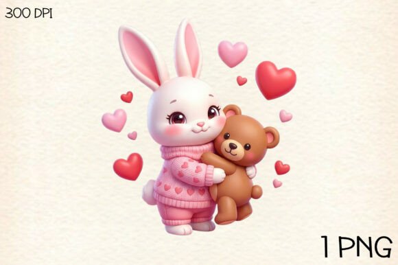 Valentine Cute Bunny PNG Clipart: A Versatile Digital Asset for Creative Projects