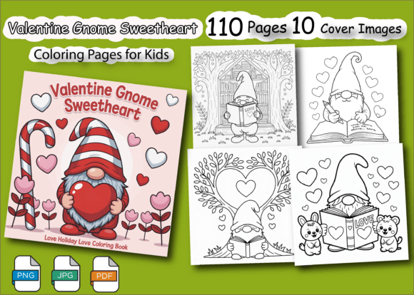 Valentine Gnome Sweetheart Coloring Book