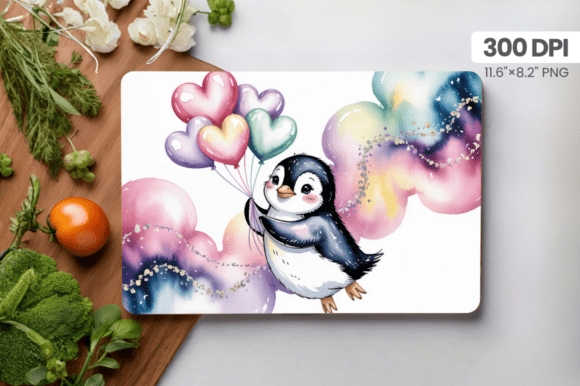 Valentine's Day Penguin Cutting Board