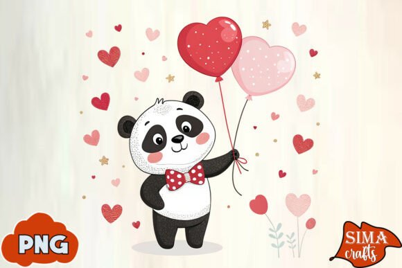 Whimsical Valentine Panda Sublimation: A Unique Digital Art Experience