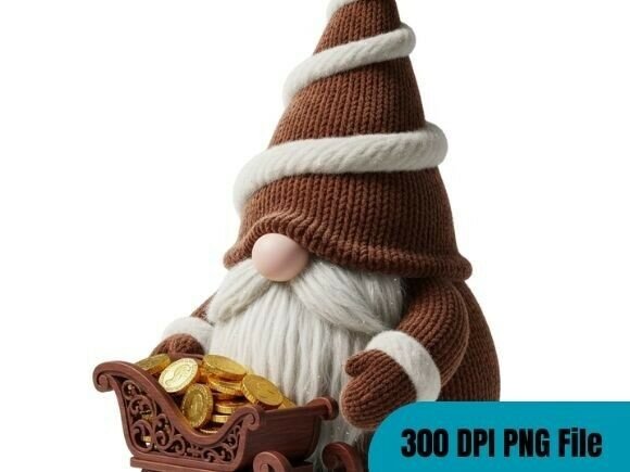 Winter Watercolor Christmas Gnome PNG